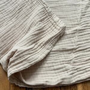 Emme Muslin Throw Blanket 68 x 53" 100% Cotton Beige Blanket Breathable Gauze